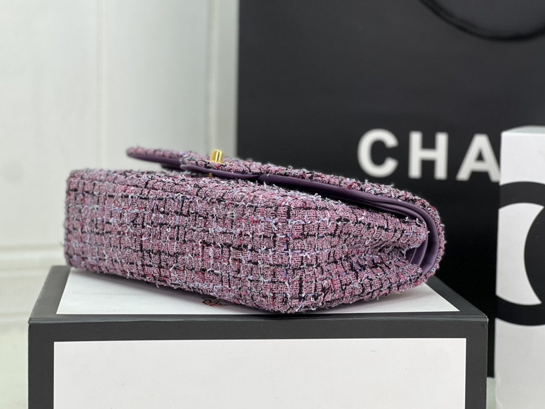 Ch*el CLASSIC 11.12 HANDBAG Tweed & Gold-Tone Metal   6 × 9.9 × 2.5 in