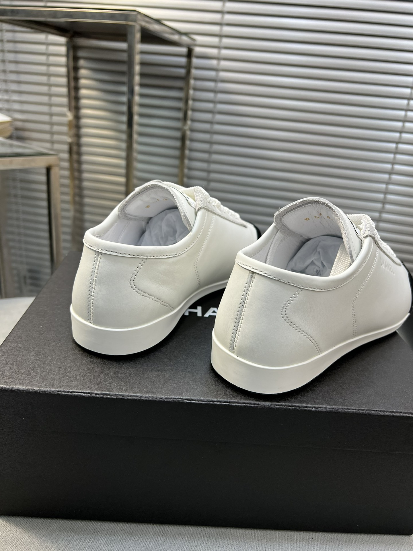 UA Ch*el SNEAKERS Calfskin & Suede Calfskin White & Black