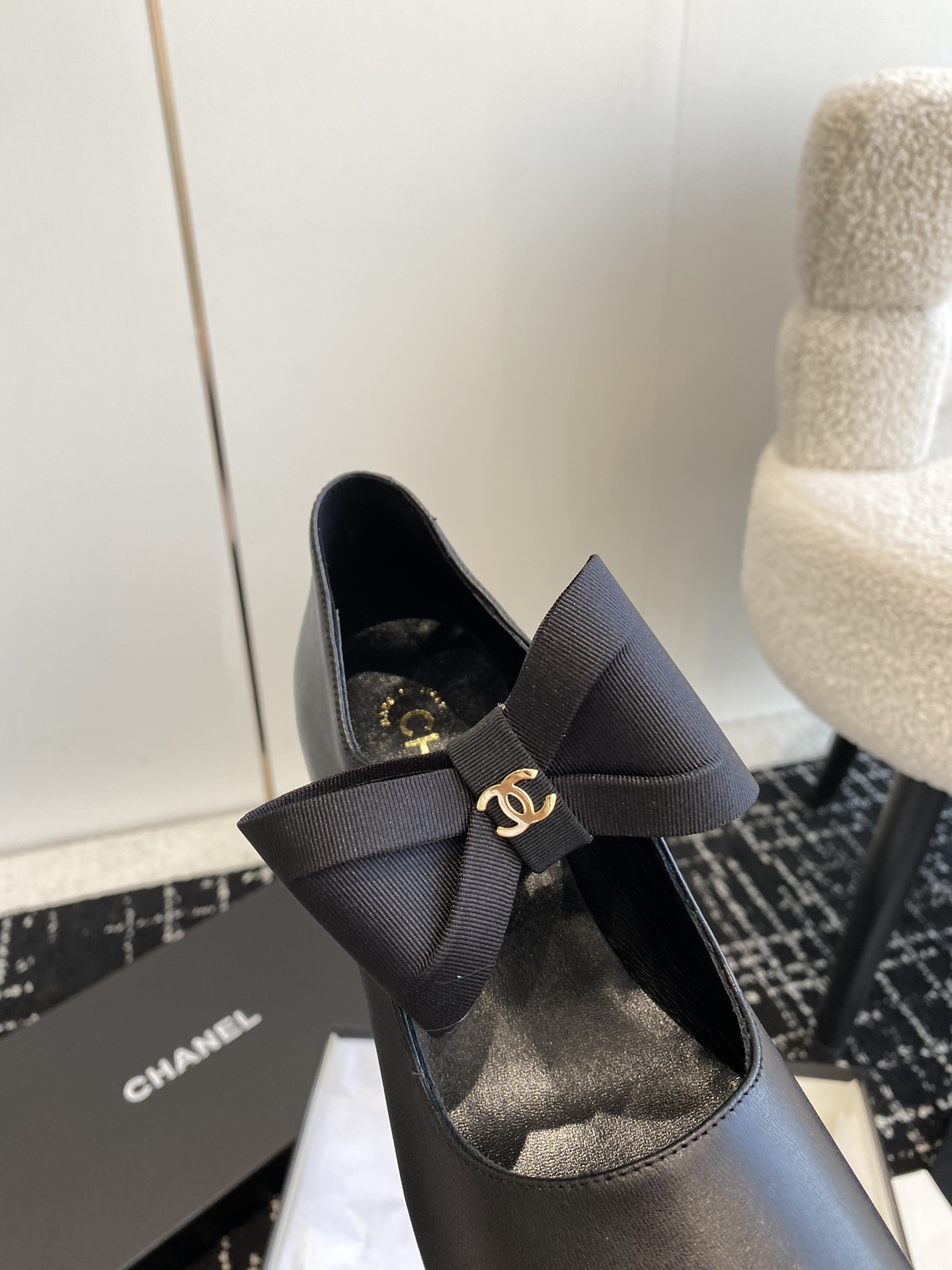 UA Ch*el MARY JANES Calfskin & Grosgrain