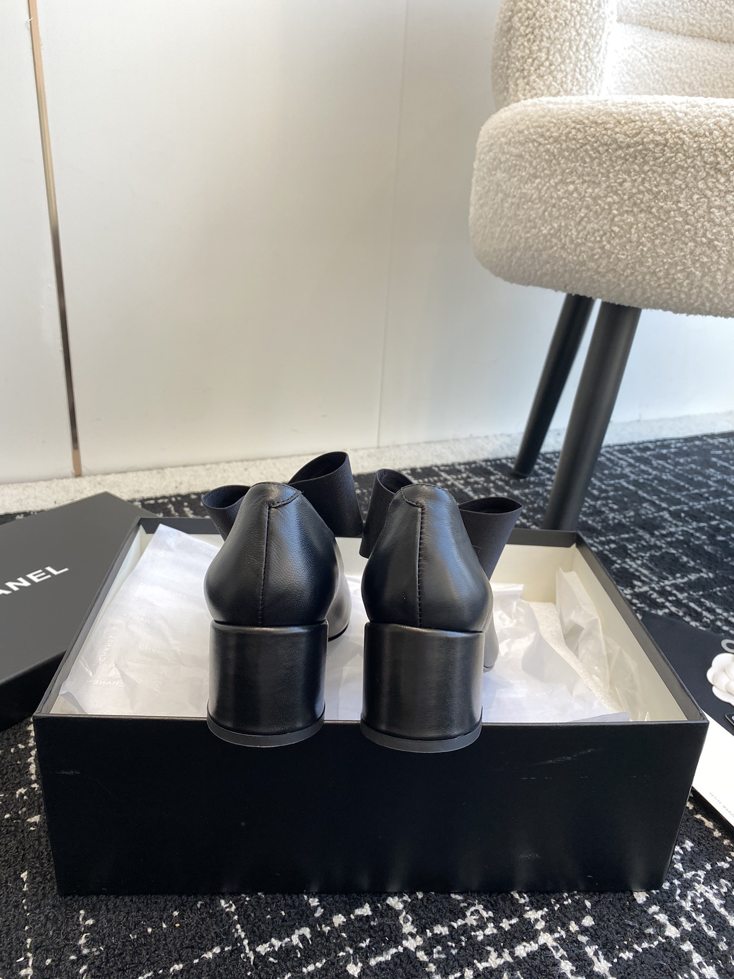 UA Ch*el MARY JANES Calfskin & Grosgrain