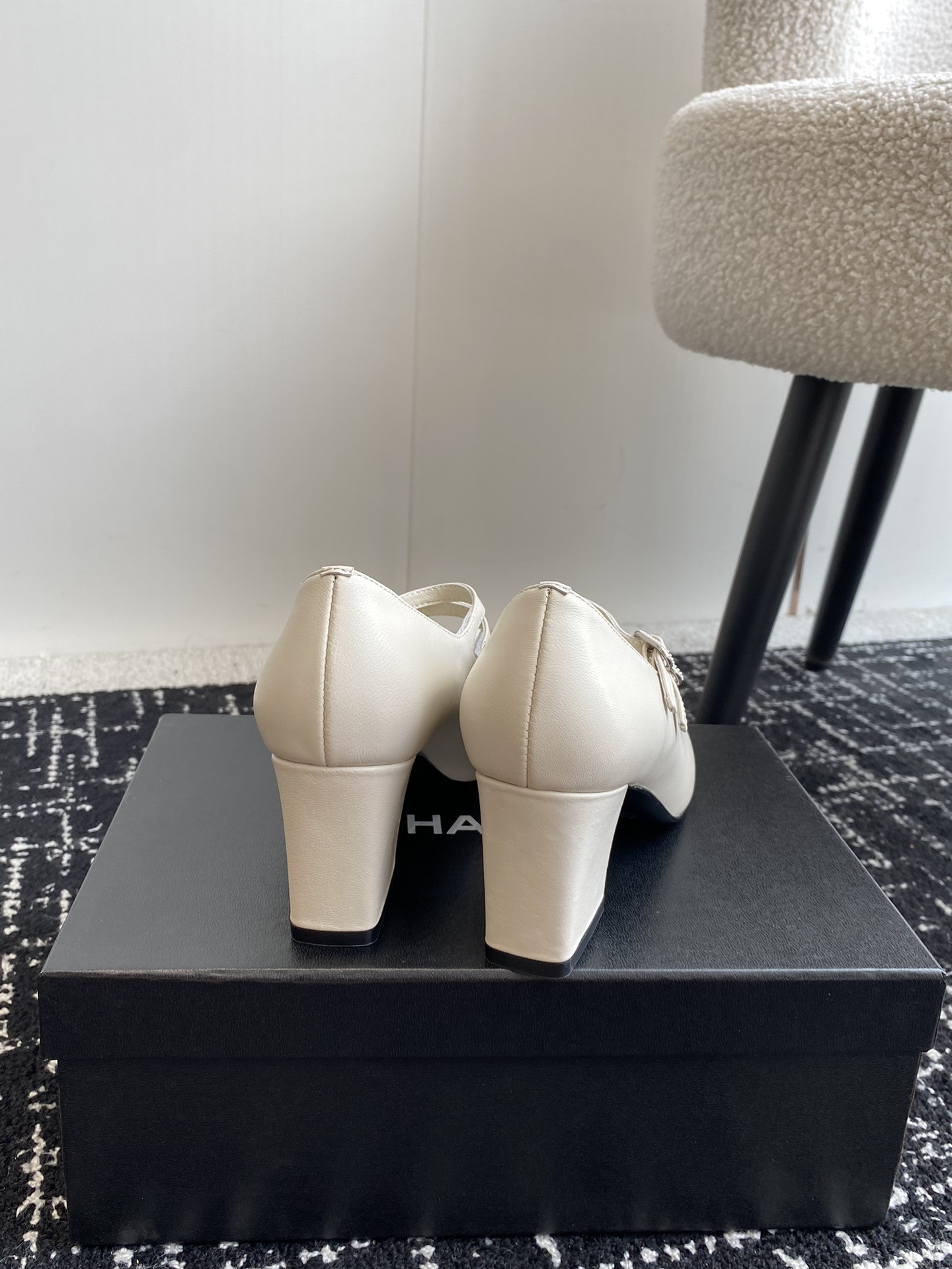 UA Ch*el MARY JANES Lambskin & Grosgrain