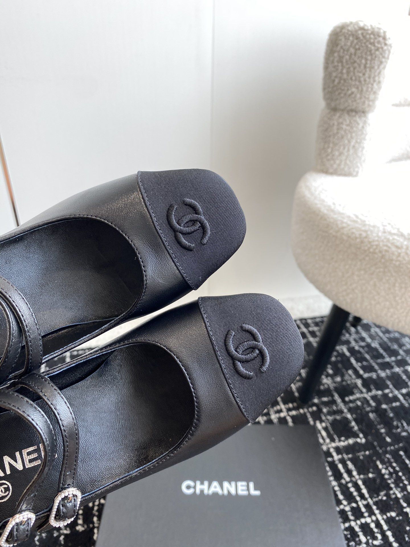 UA Ch*el MARY JANES Lambskin & Grosgrain