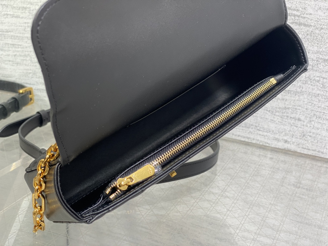 D*0r Mini D*0r Ange Bag Black Macrocannage Calfskin 20 x 12 x 5 cm