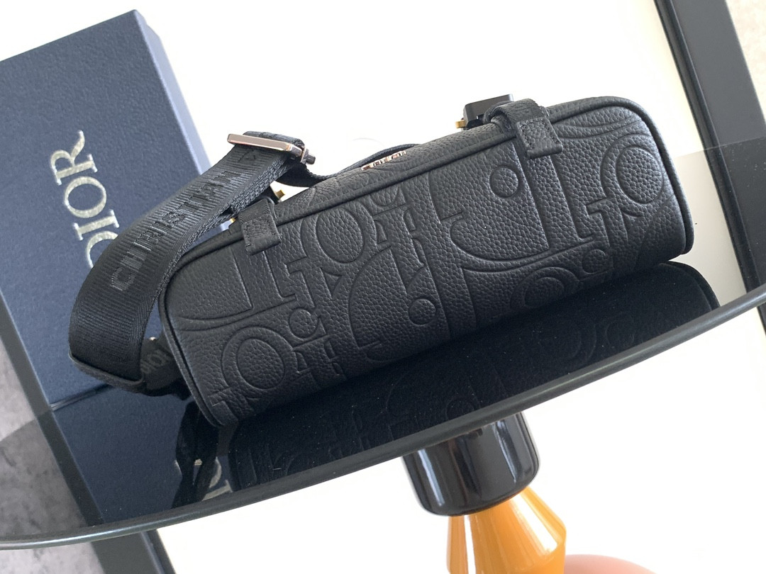 D*0r Hit the Road Messenger Bag with Flap Black D*0r Gravity Leather and Black Grained Calfskin  24 x 18 x 8 cm