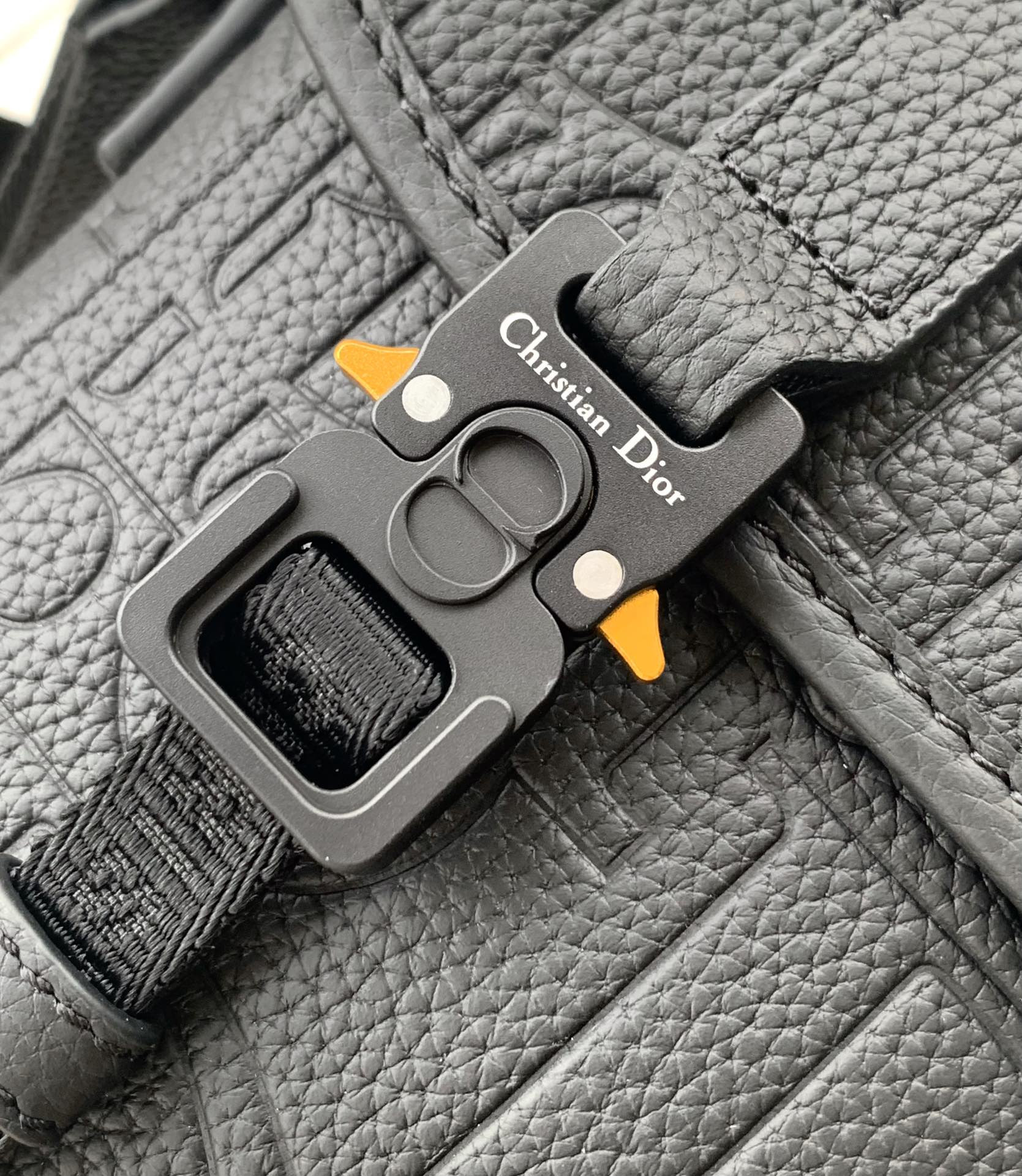 D*0r Hit the Road Messenger Bag with Flap Black D*0r Gravity Leather and Black Grained Calfskin  24 x 18 x 8 cm