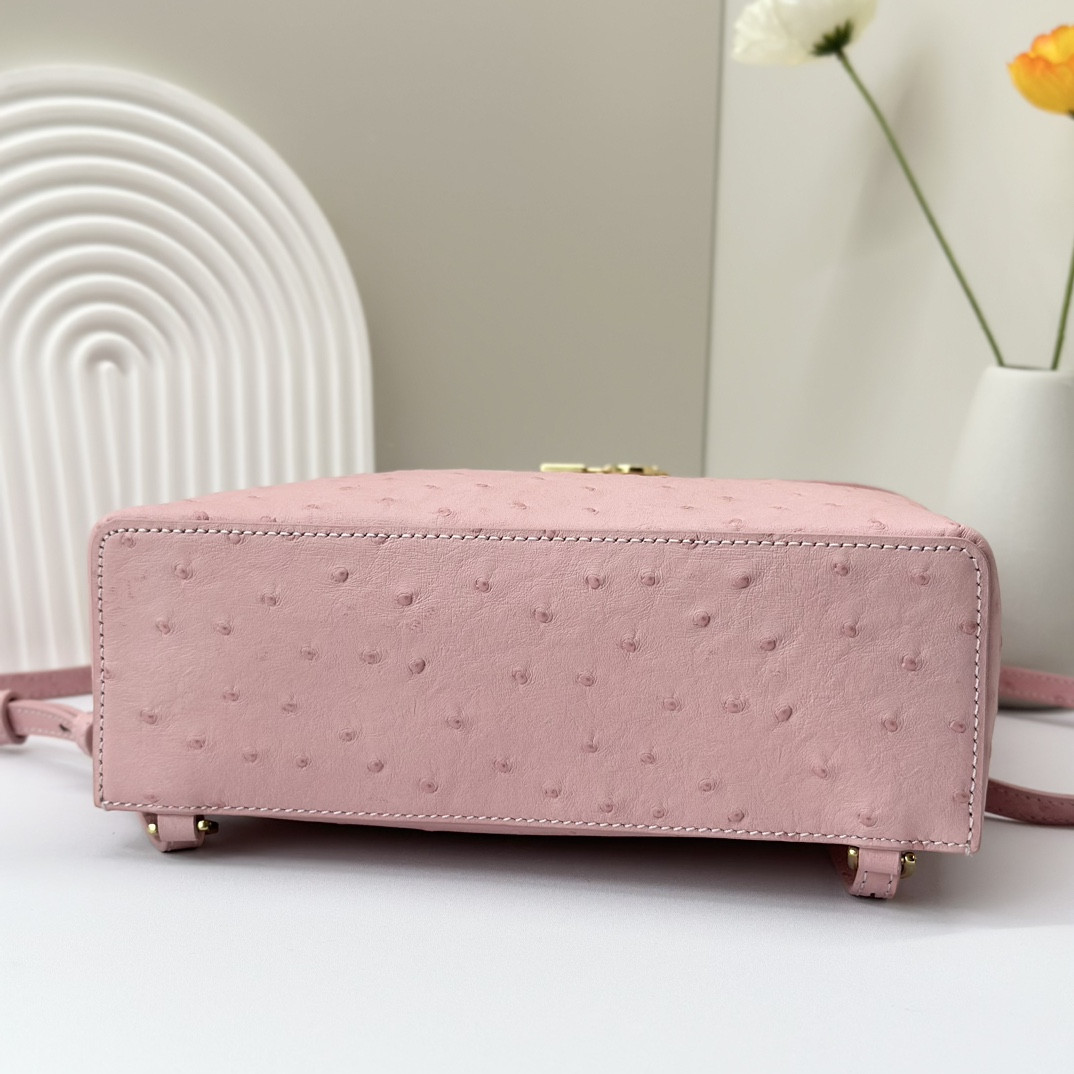 L**o p*ana Extra Pocket backpack L23.5 Ostrich-grained Leather 23 x 21 x 8 cm