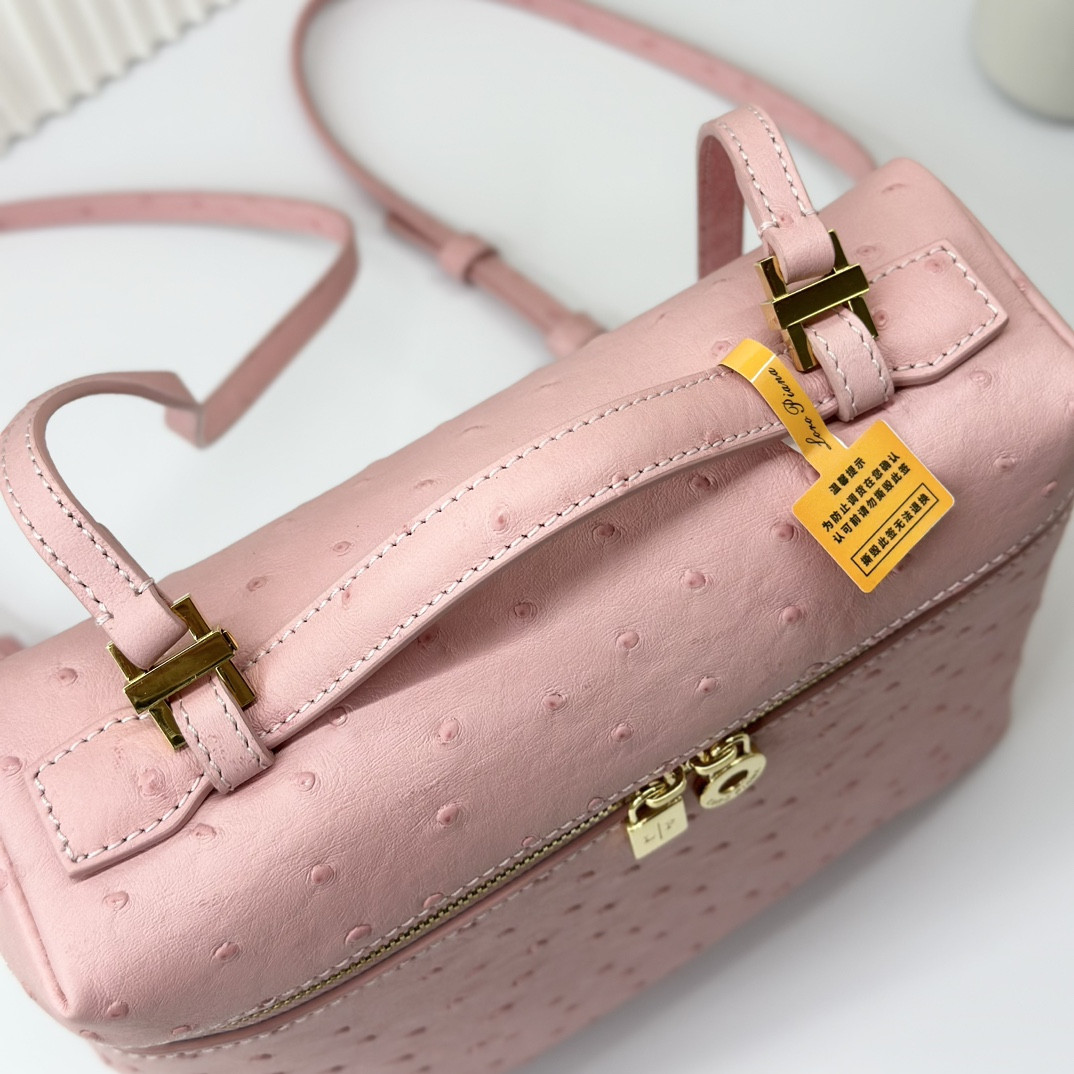 L**o p*ana Extra Pocket backpack L23.5 Ostrich-grained Leather 23 x 21 x 8 cm