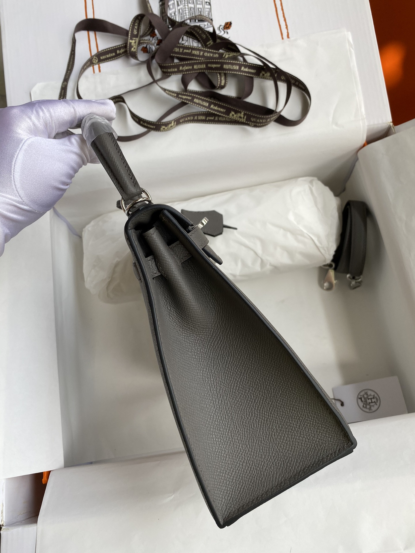 HERMÈS Kelly Silver-tone Hardware 25 28