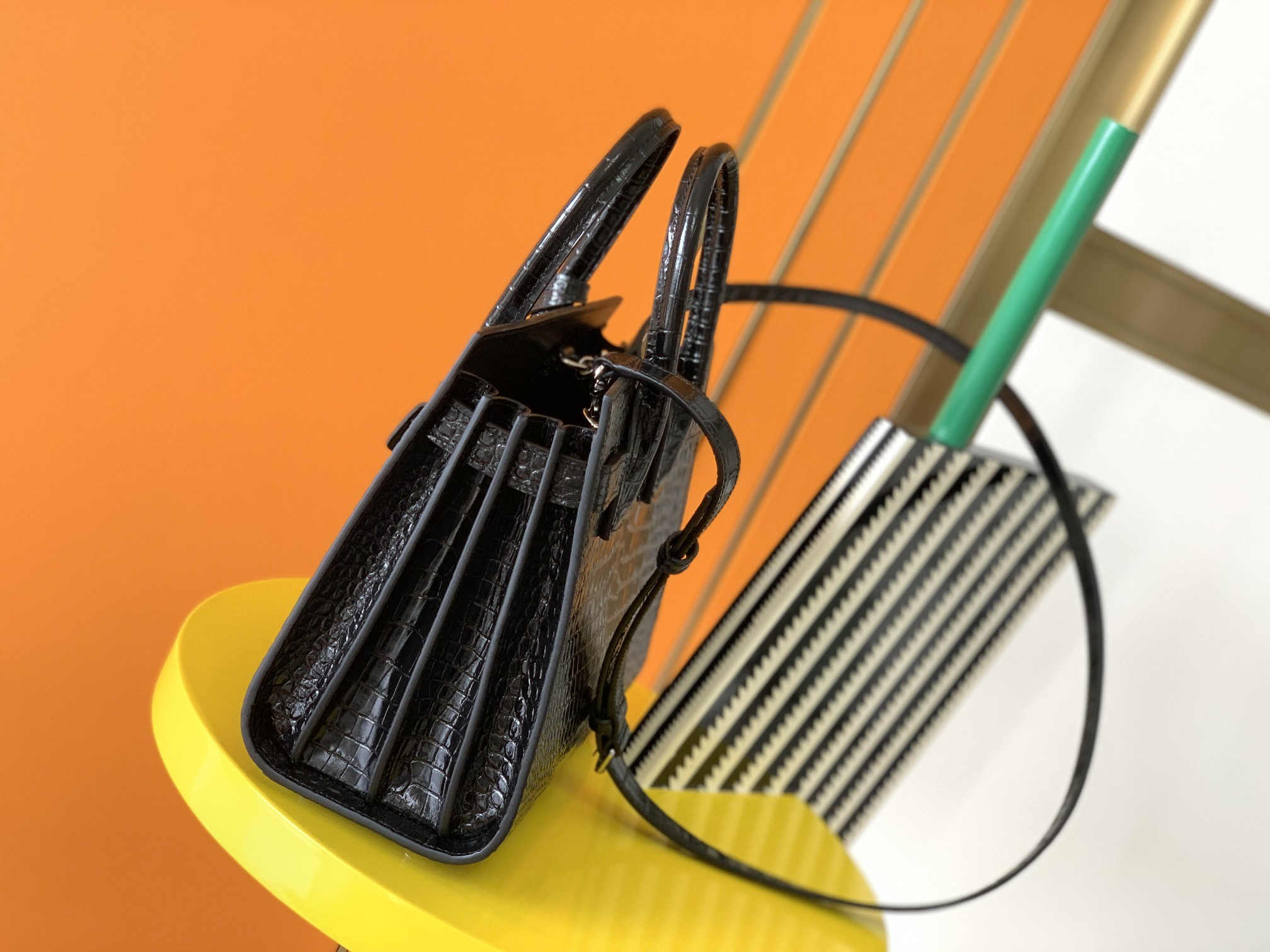 Y*L SAC DE JOUR IN EMBOSSED CROCODILE LEATHER - baby 26x13.5x12.5cm