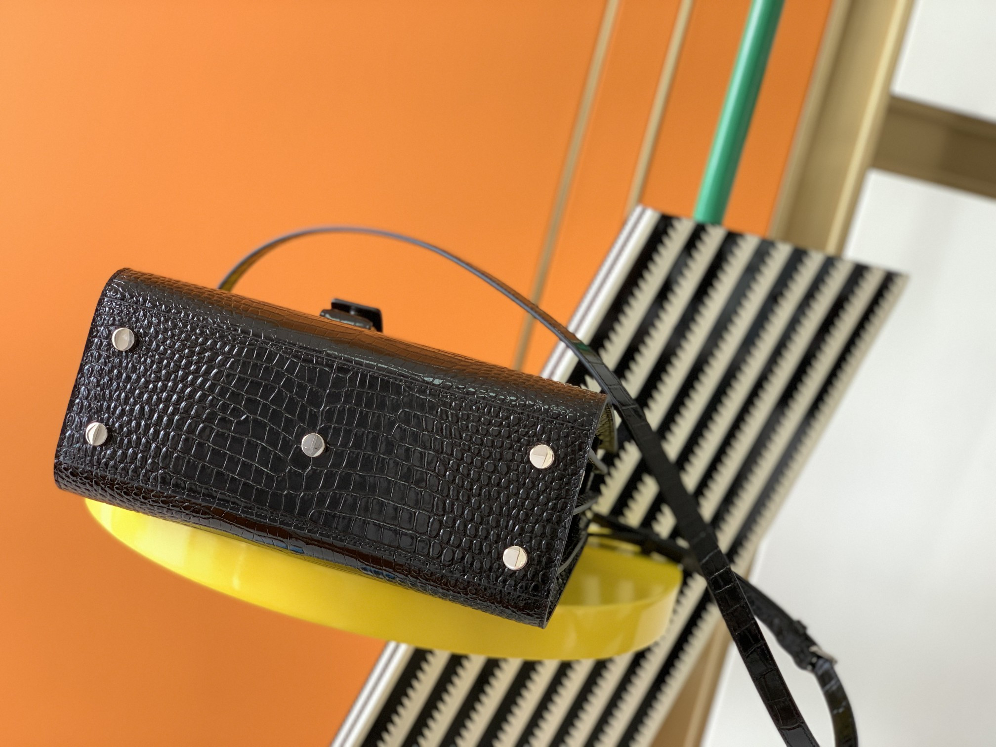 Y*L SAC DE JOUR IN EMBOSSED CROCODILE LEATHER - baby 26x13.5x12.5cm