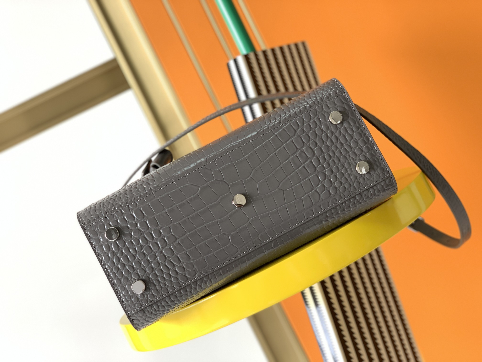 Y*L SAC DE JOUR IN EMBOSSED CROCODILE LEATHER - baby 26x13.5x12.5cm