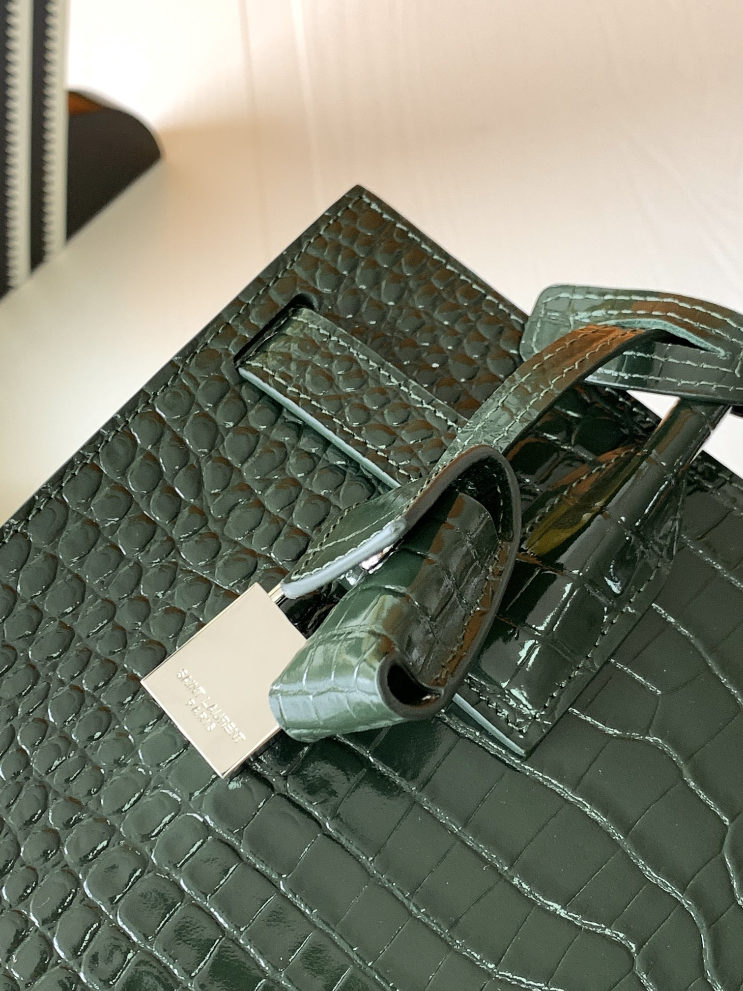 Y*L SAC DE JOUR IN EMBOSSED CROCODILE LEATHER - baby 26x13.5x12.5cm