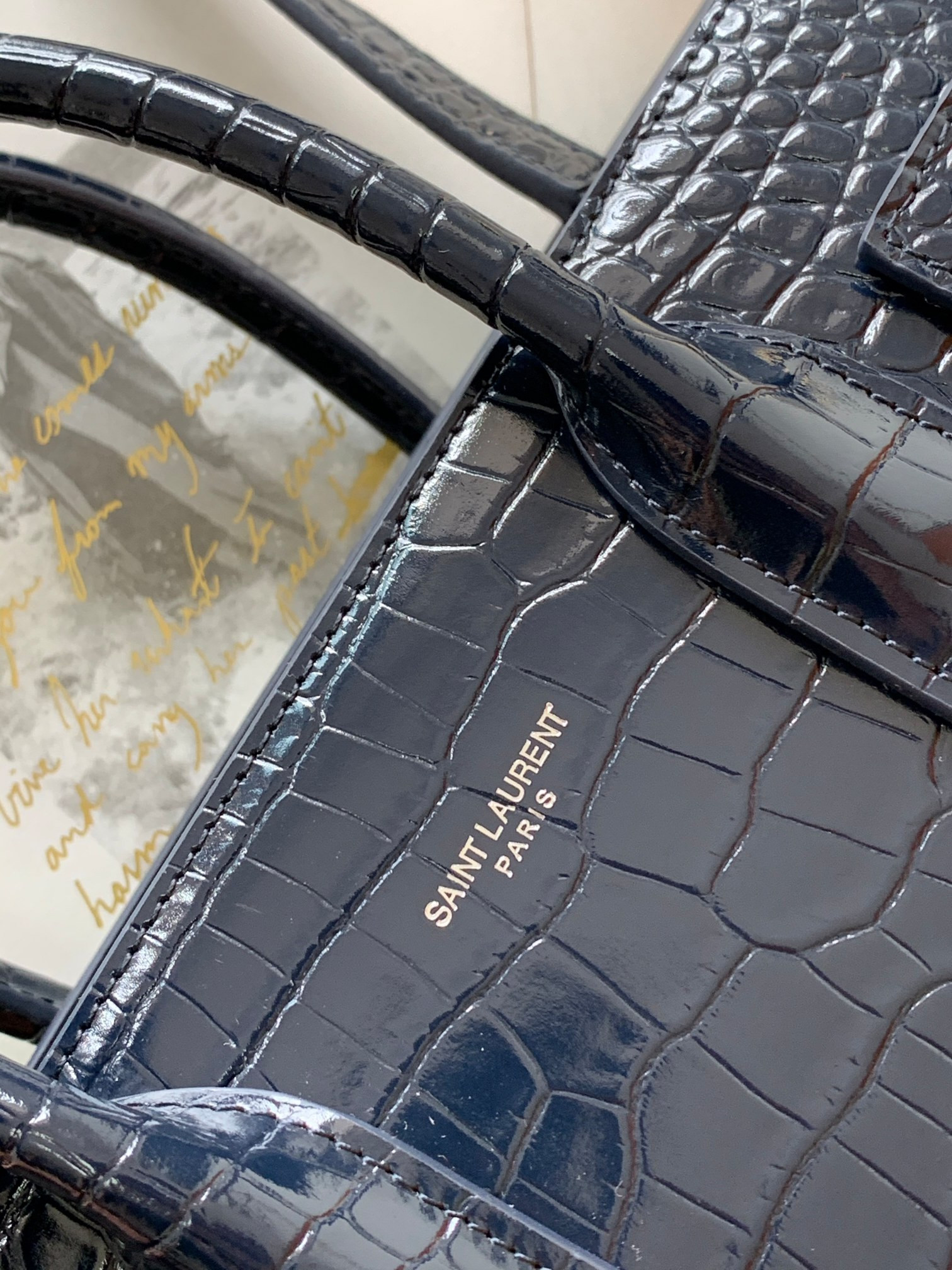 Y*L SAC DE JOUR IN EMBOSSED CROCODILE LEATHER - baby 26x13.5x12.5cm