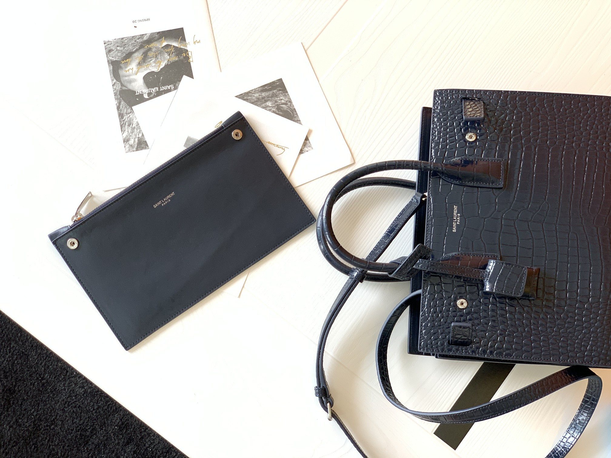 Y*L SAC DE JOUR IN EMBOSSED CROCODILE LEATHER - baby 26x13.5x12.5cm