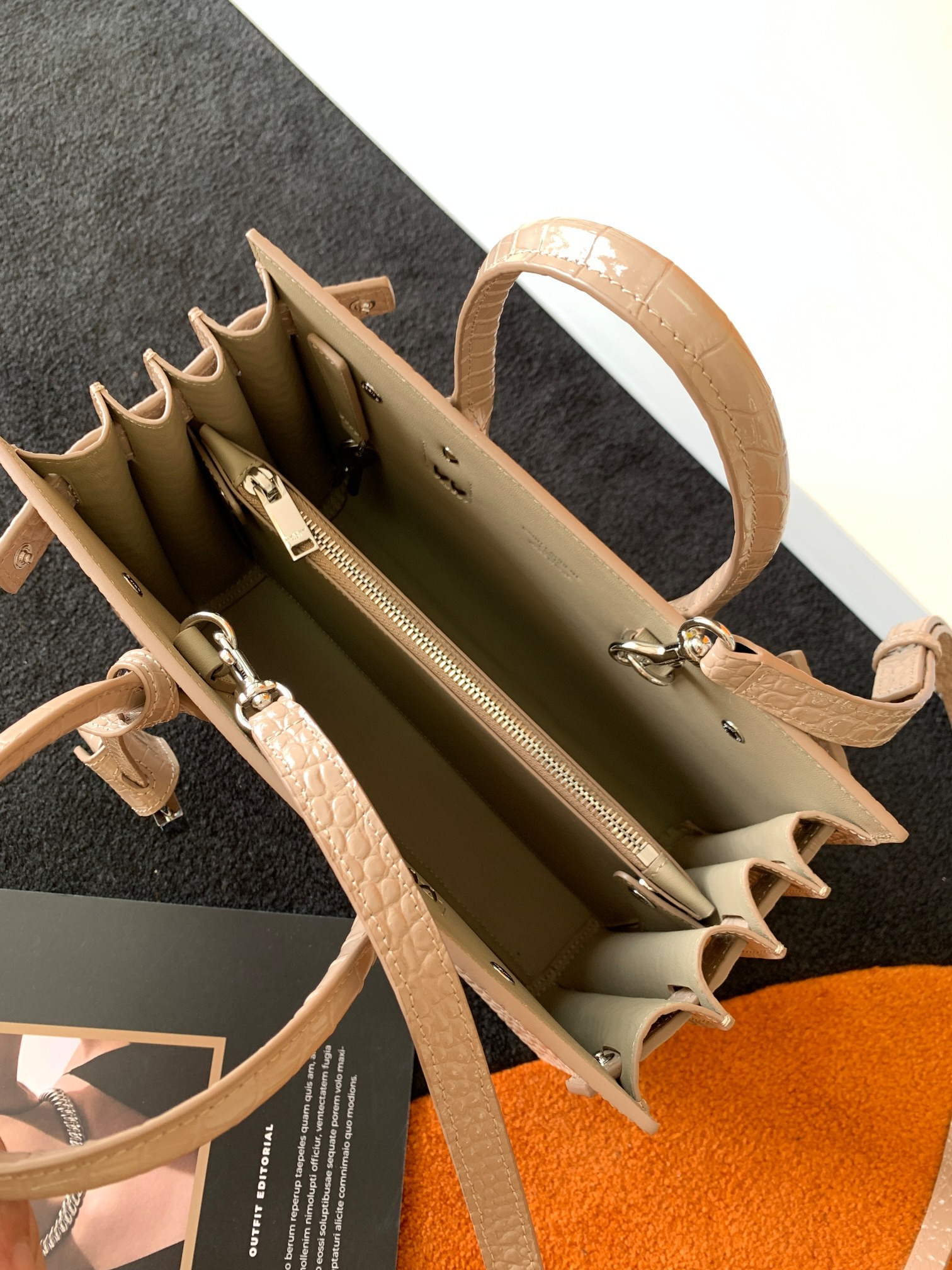 Y*L SAC DE JOUR IN EMBOSSED CROCODILE LEATHER - baby 26x13.5x12.5cm