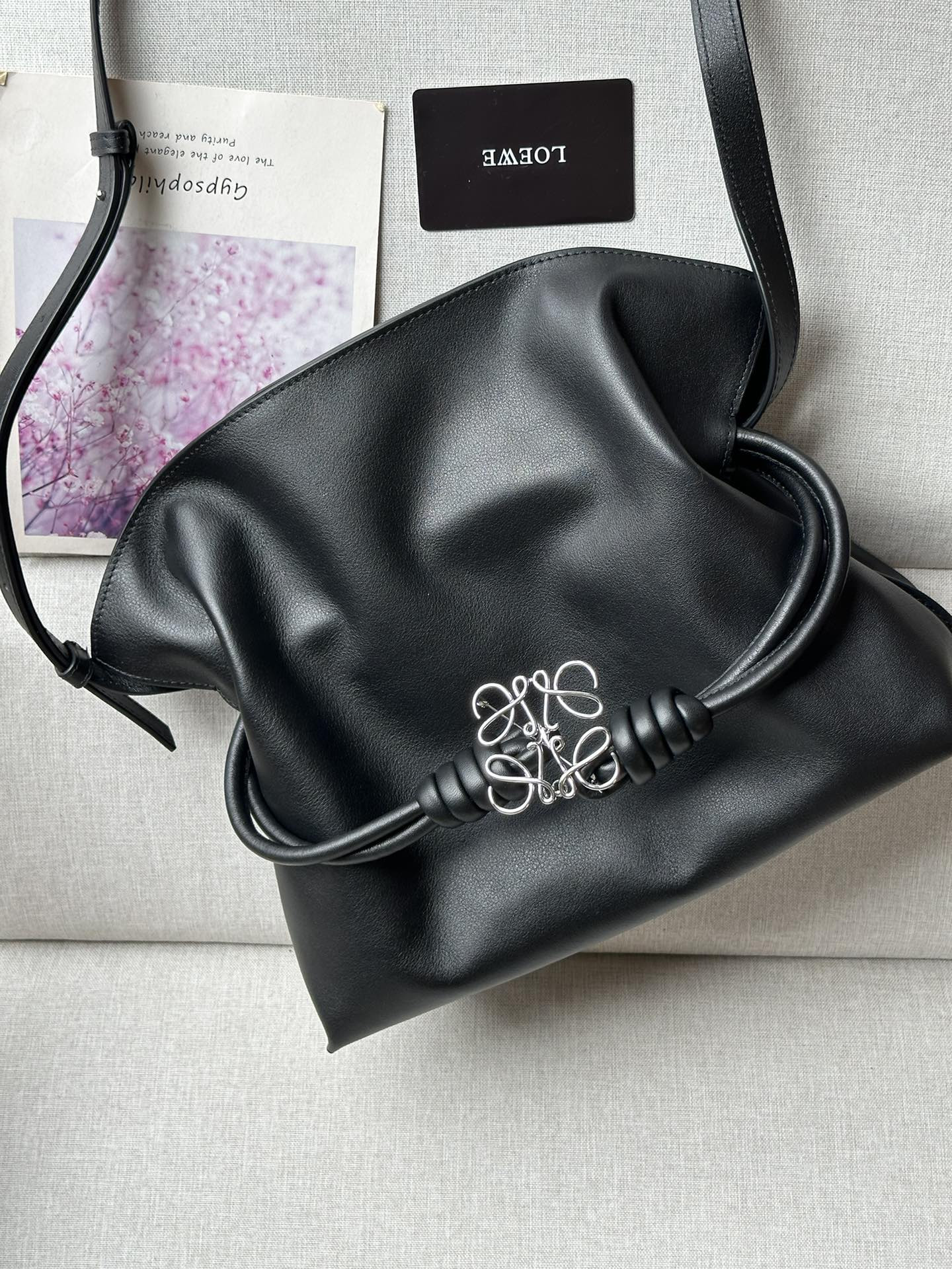 L0ew* Medium Flamenco clutch in nappa calfskin 30x24.5x10.5cm