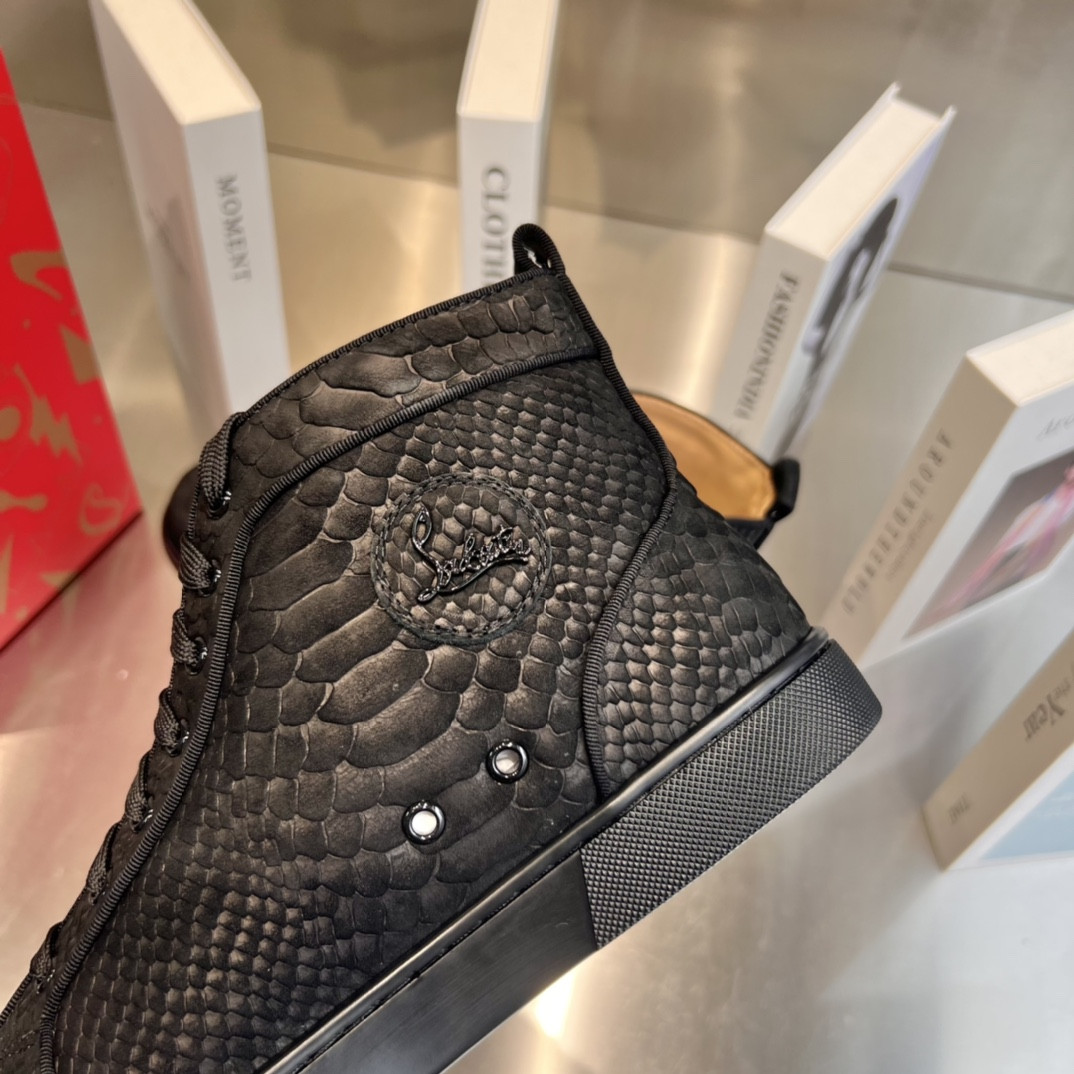 UA Ch**an Louboutin high-top matte snake print version