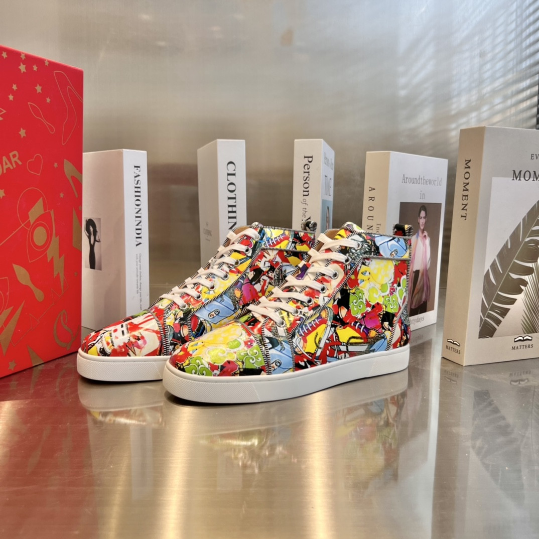 UA Ch**an Louboutin high-top matte snake print version