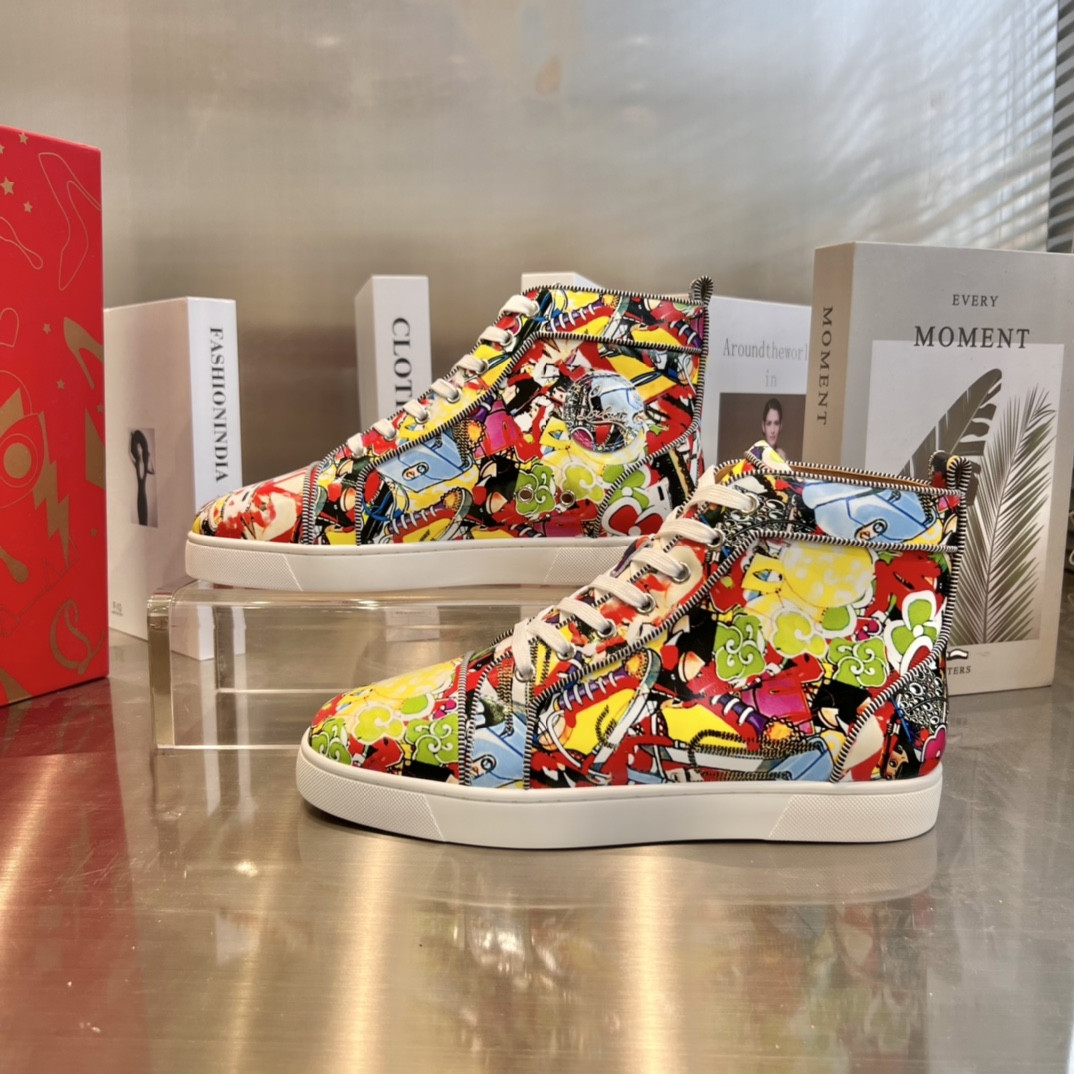 UA Ch**an Louboutin high-top matte snake print version