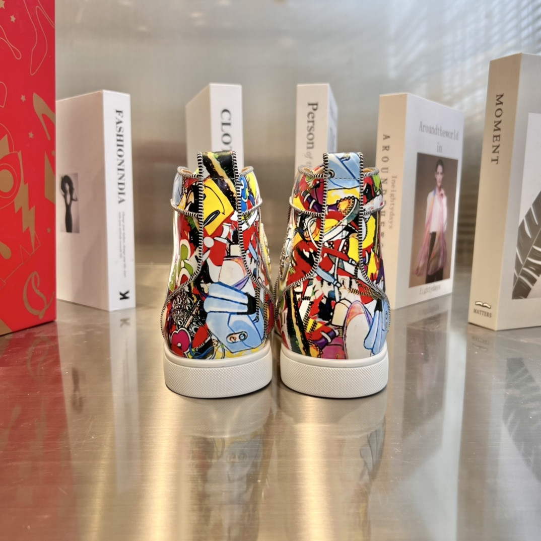 UA Ch**an Louboutin high-top matte snake print version