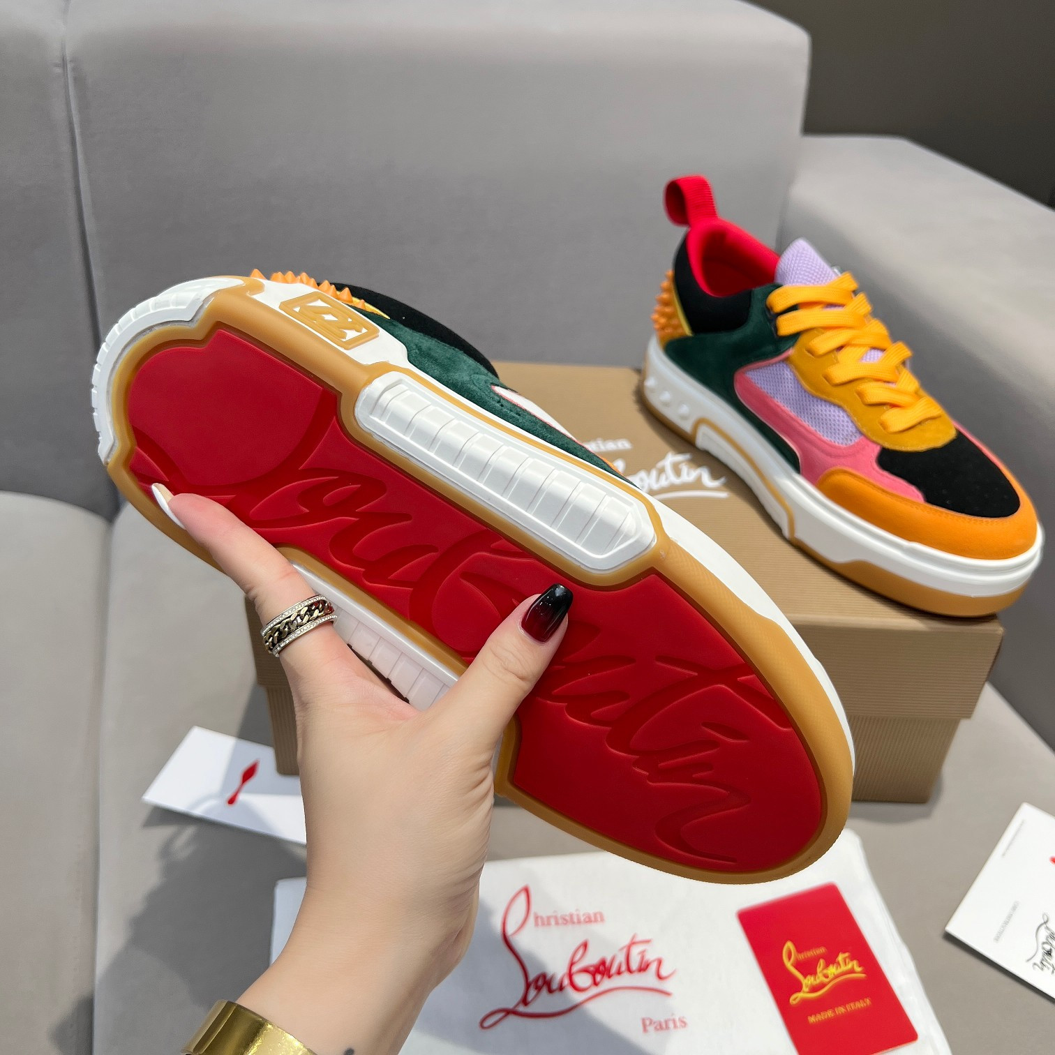 UA Ch**an Louboutin 2024 [New]ASTROLOUBI Unisex Thick-Soled Sneakers