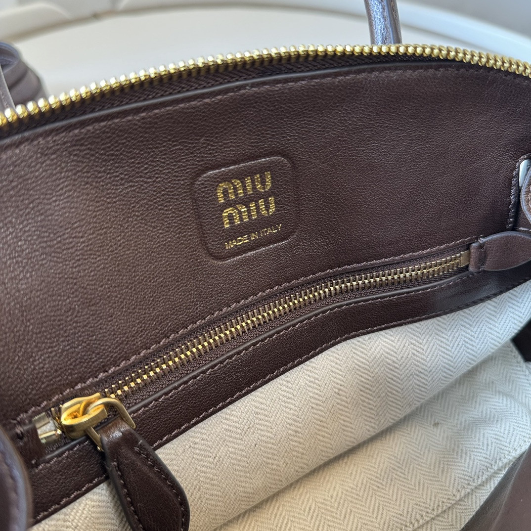 Miu Miu Aventure nappa leather top-handle bag 16.5x28x10cm