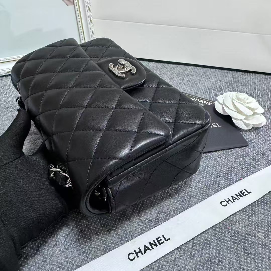 Ch*el MINI FLAP BAG BLACK 12 × 20 × 6 cm