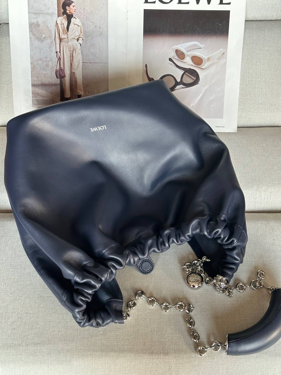 L0ew* Medium Squeeze bag in mellow nappa lambskin 34x33x13.5cm