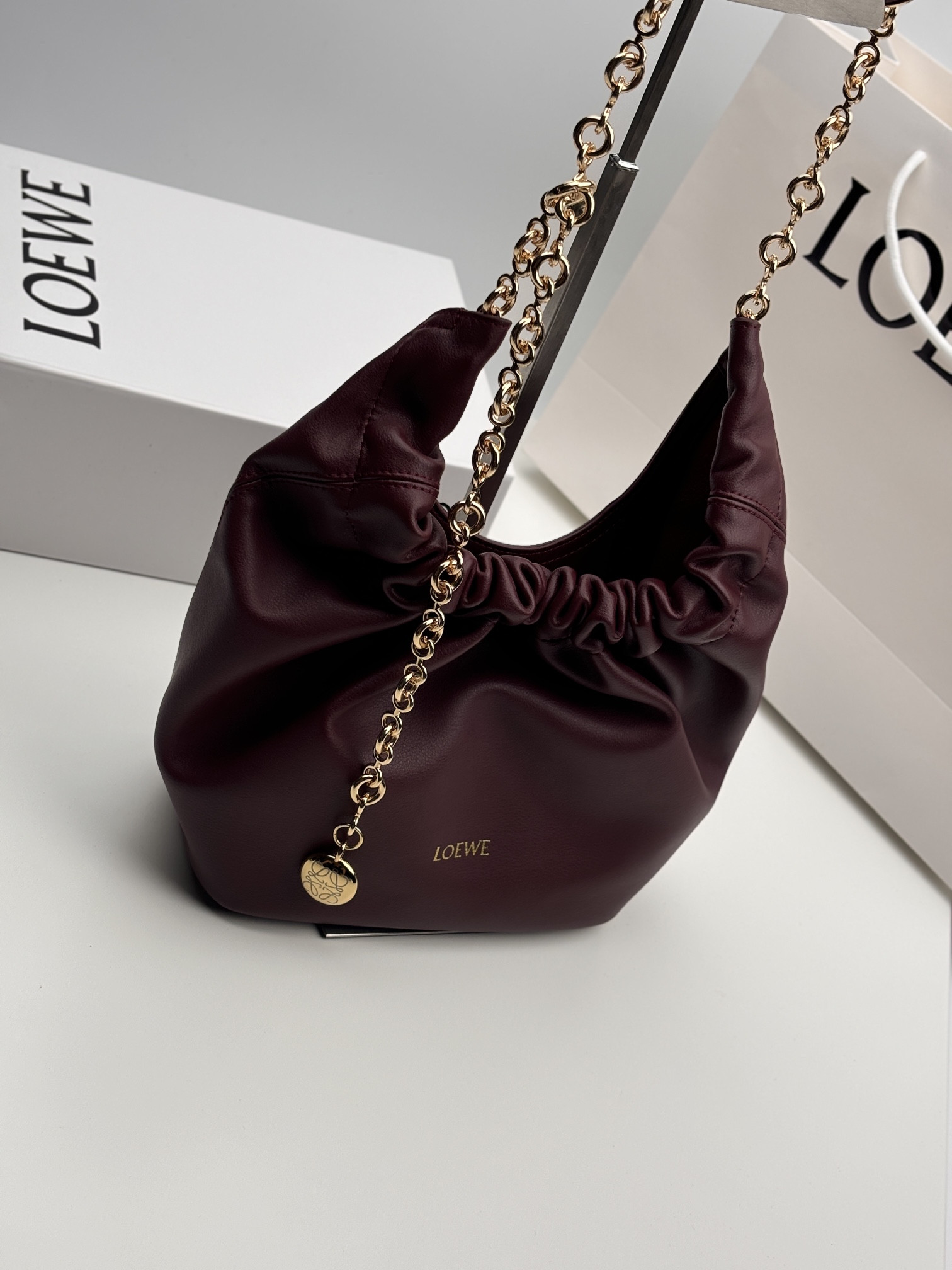 L0ew* Medium Squeeze bag in mellow nappa lambskin 34x33x13.5cm