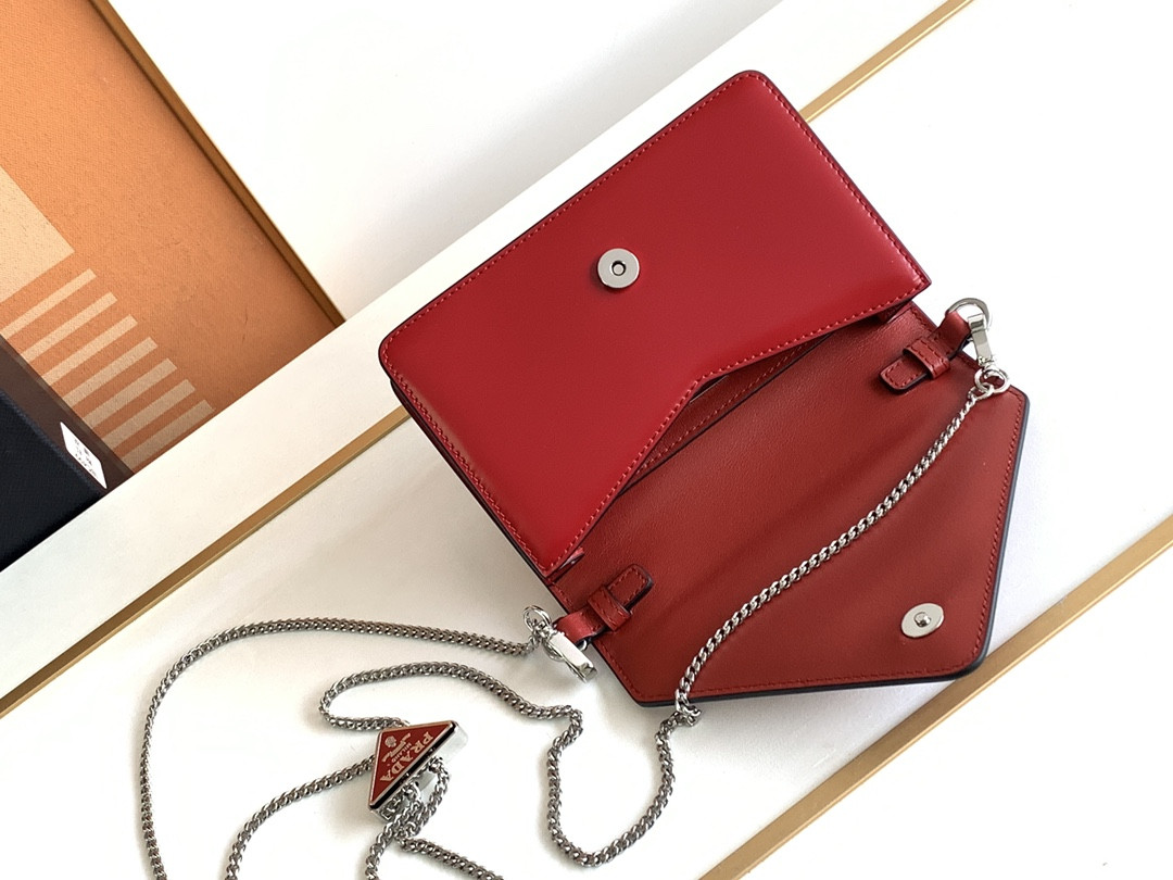 Pra*a Brushed Leather Shoulder Bag 17x 9.5x3.5cm