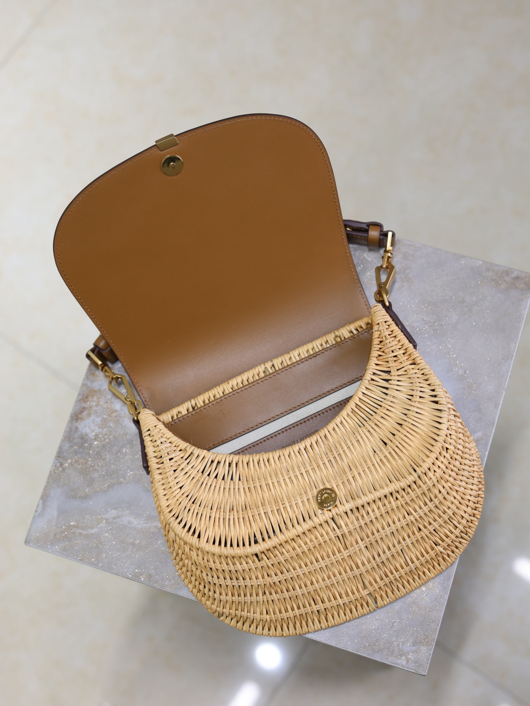 Y*L Mini VOLTAIRE top handle bag in osier 20x22x7.5cm