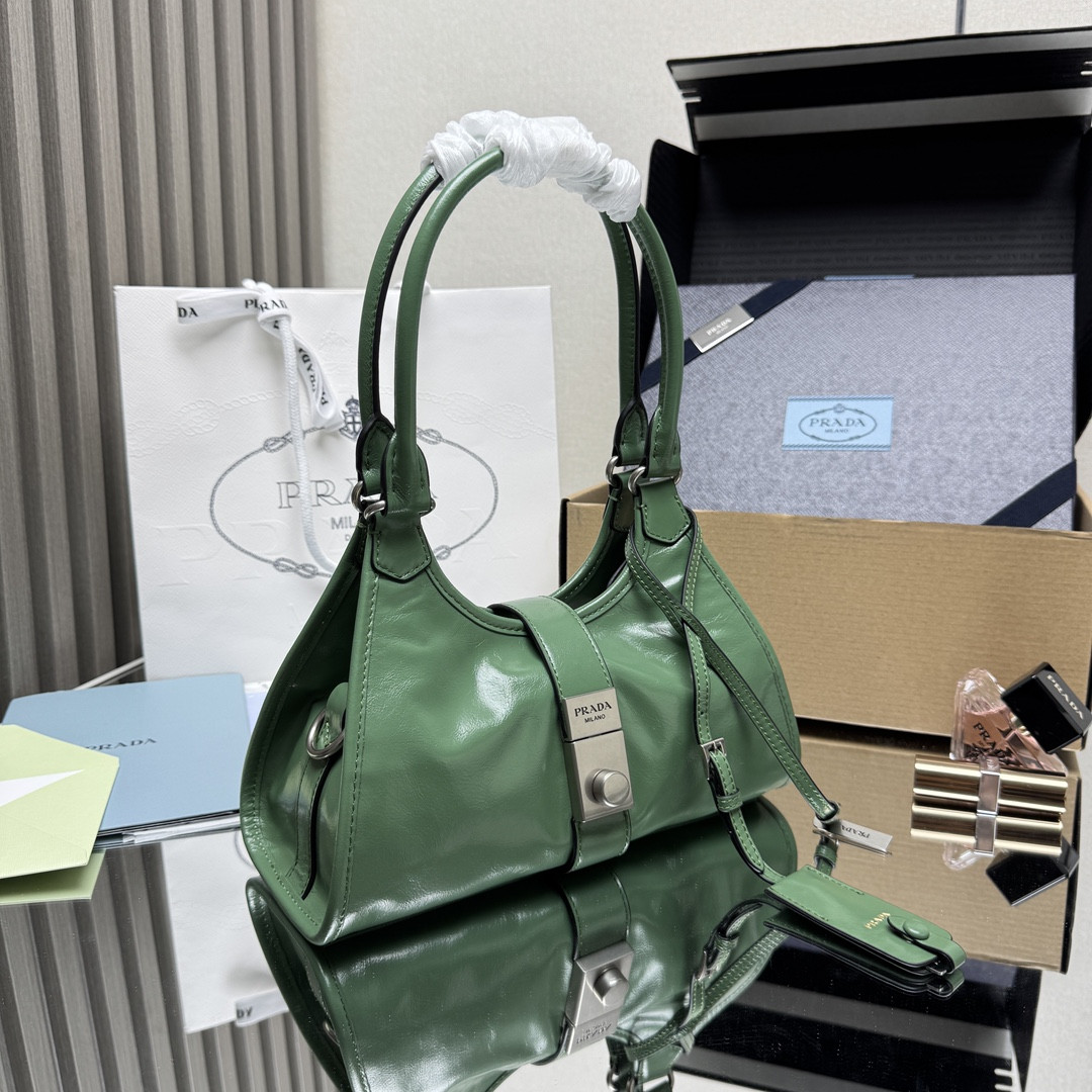 Pra*a Small Leather Tote Bag 18x26x12cm