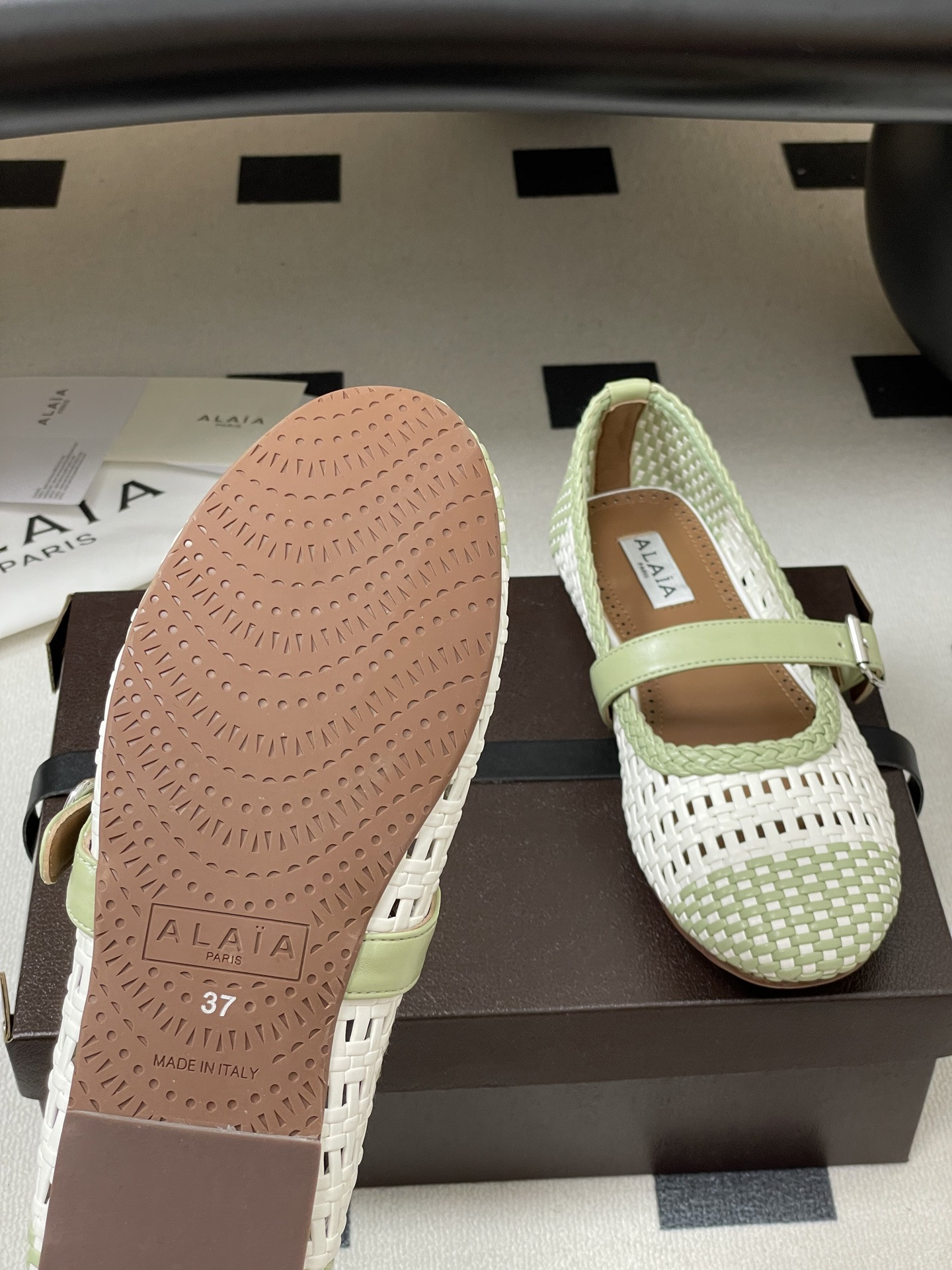 UA Alaïa Hollow Woven Mary Jane Flats(Customized Size 7-10 days production time)