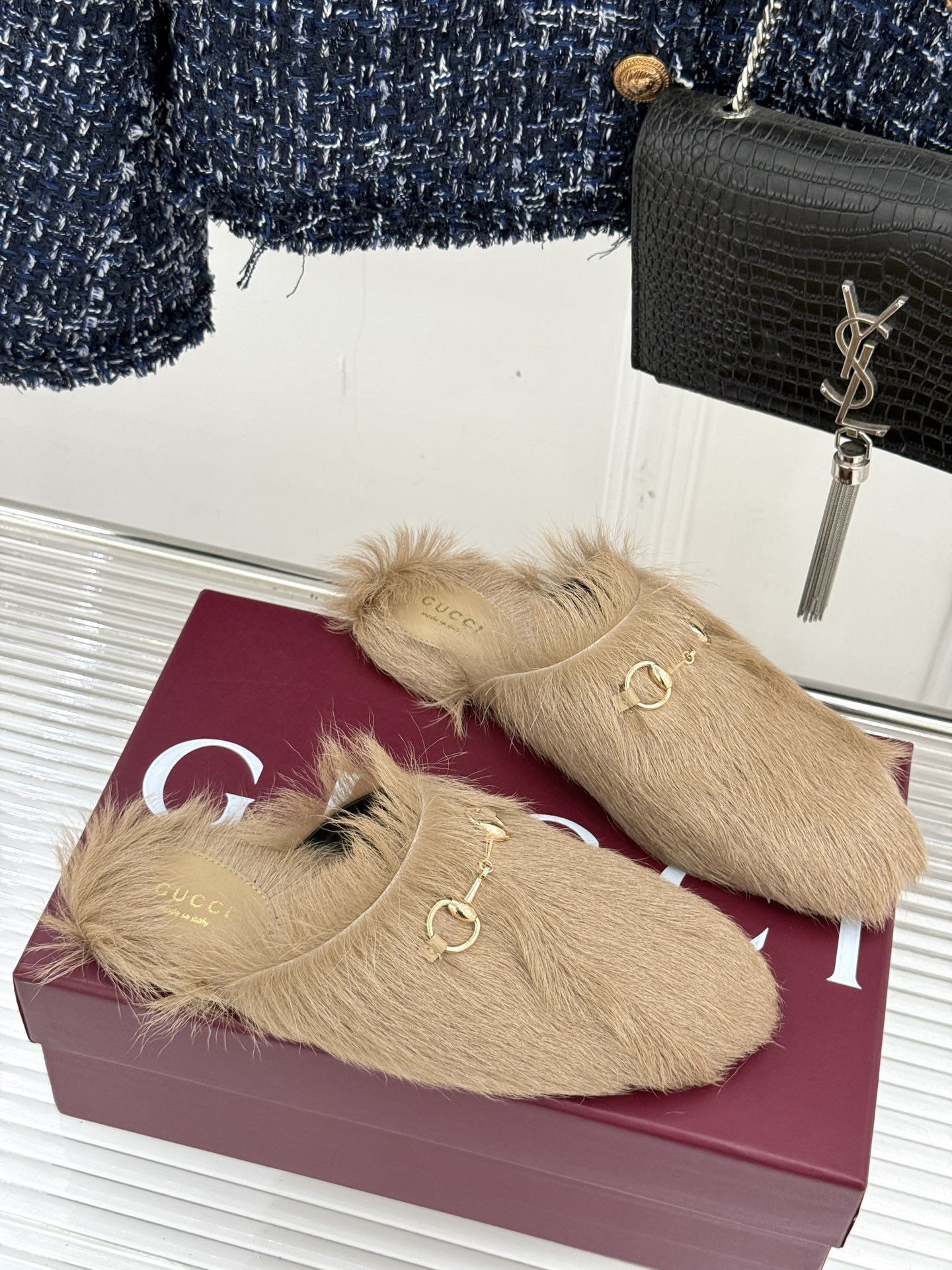 UA G*u*i Horsebit Hair Mule