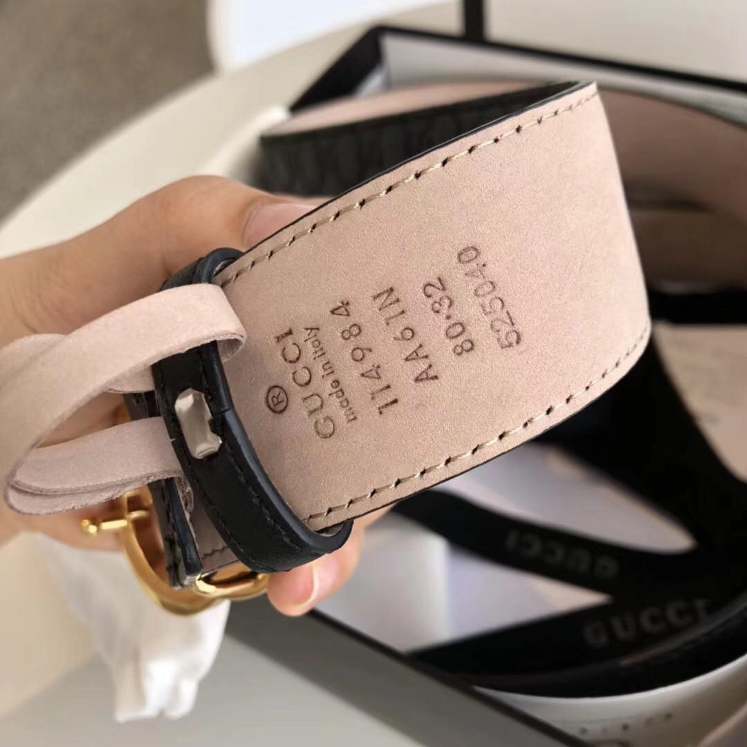 G*u*i Signature leather belt for women